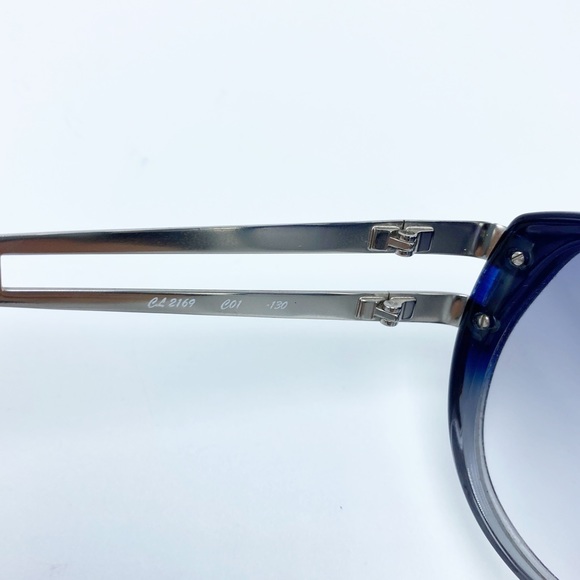 Chloe 🕶️ Blue Gray Gradient Ombre Oversized Sunglasses w/ Silver Hardware - Picture 7 of 10